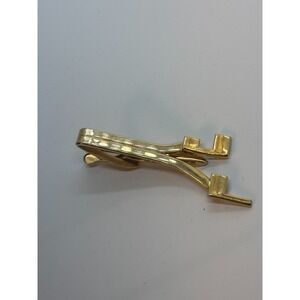 Vintage Tie Bar in Gold Tone with JL Detail MCM Men's Fashion Hickok
